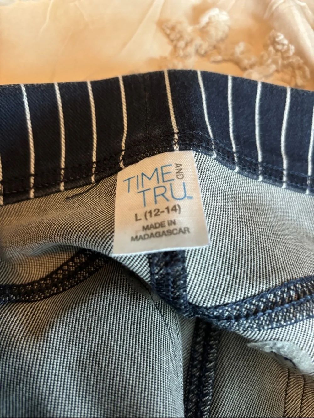 Time and Tru Navy Pinstriped Skinny Pants
